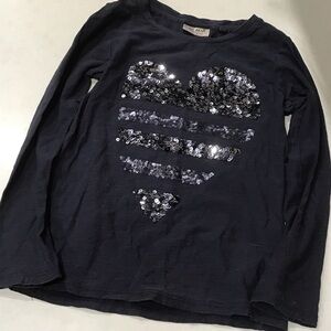 Next Navy Sequin Heart Long Sleeve Tee